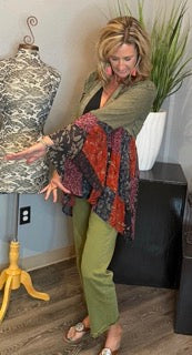 Tops, Embroidered Long Kimono