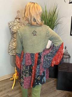 Tops, Embroidered Long Kimono