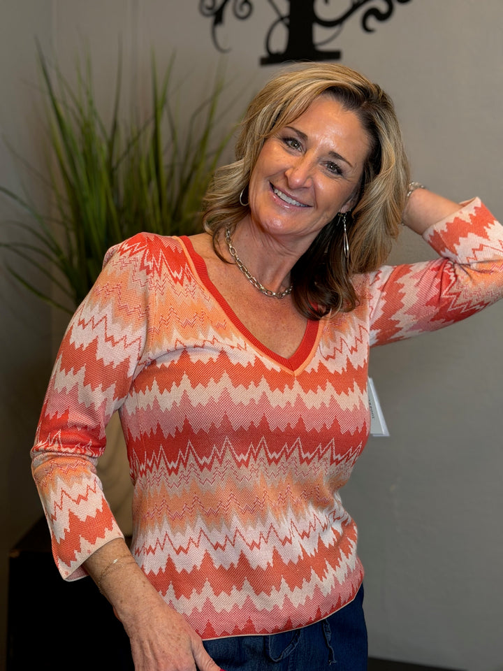 Tops, Chevron V-Neck Sweater