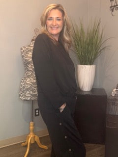 Pants, Side Metal Button Wide Leg