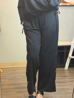 Pants, Side Metal Button Wide Leg