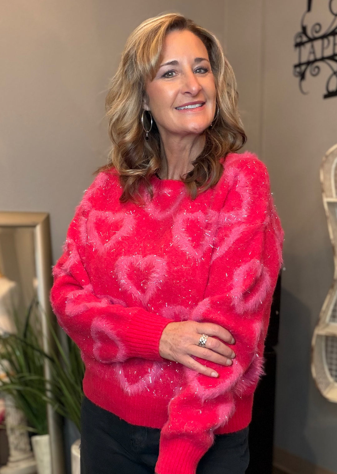 Tops, Plush Heart Sweater