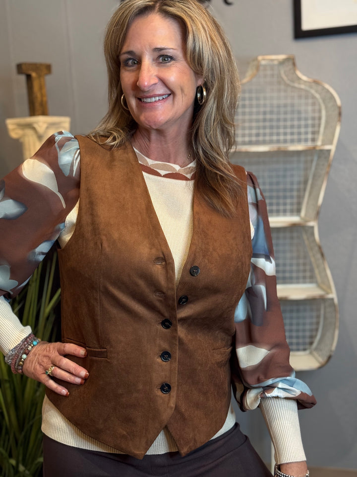 Tops, Suede Woven Vest