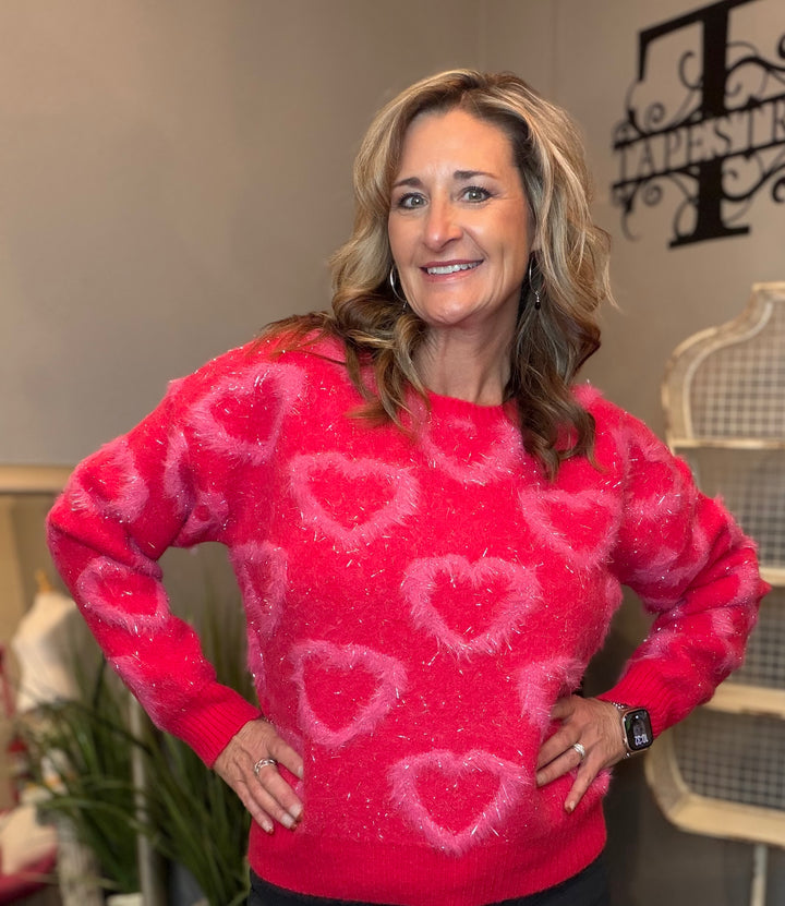 Tops, Plush Heart Sweater