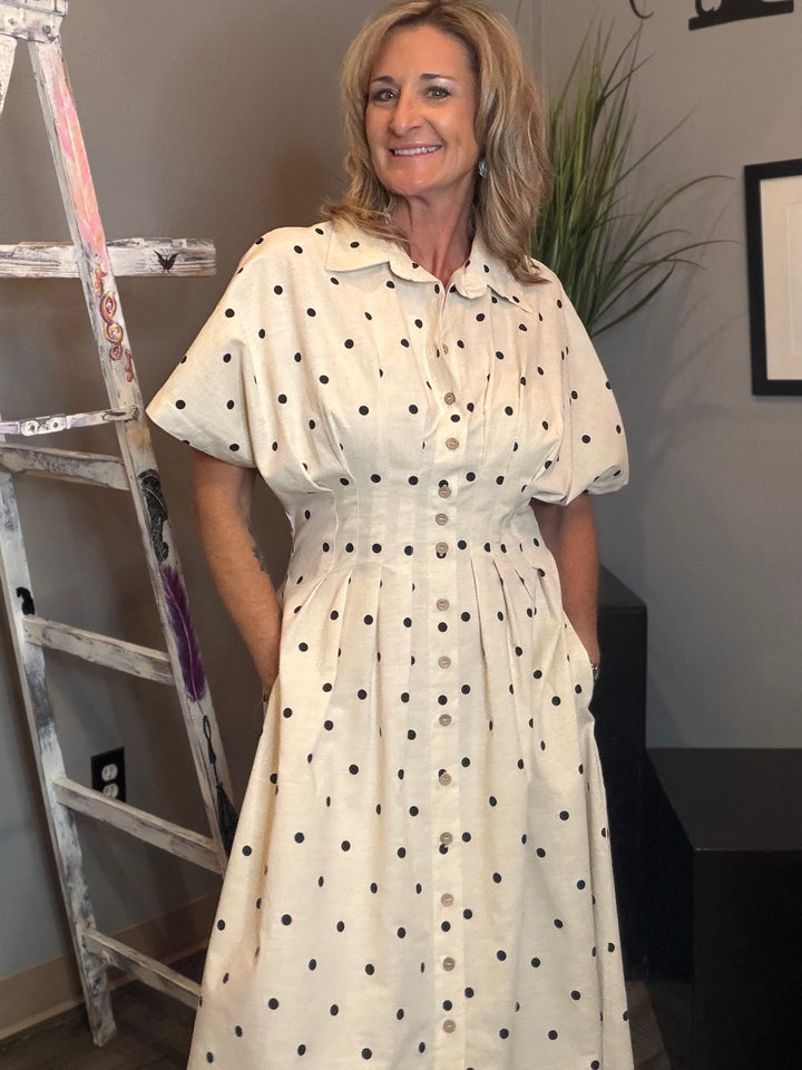 Dresses, Front Button Polkadot Midi