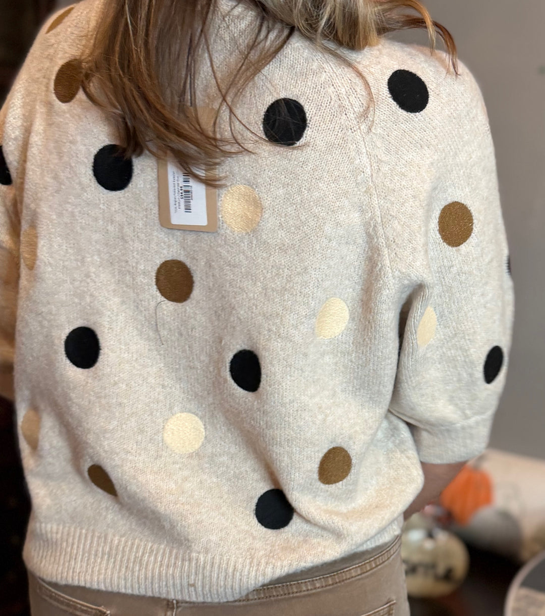 Tops, Raglan Polka Dot Sweater