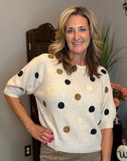 Tops, Raglan Polka Dot Sweater