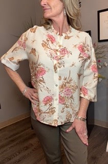 Tops, V-neck Button Drop Sleeve