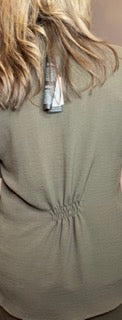 Tops, V-neck Shortsleeve Gathered Back
