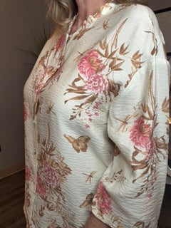 Tops, V-neck Button Drop Sleeve