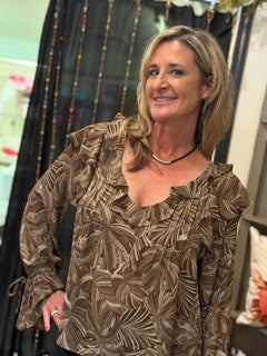 Tops, Ruffle Vneck Woven Blouse