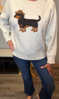Tops, Cowboy Dachshund Sweater