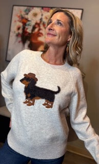 Tops, Cowboy Dachshund Sweater