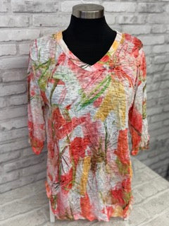 Tops, Crushed V-neck Elbow Sleeve