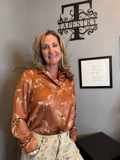 Tops, Button Down Horse Print