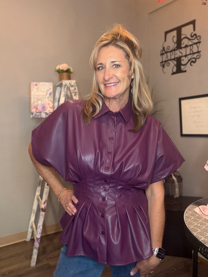 Tops, Pleather Cinched Waist