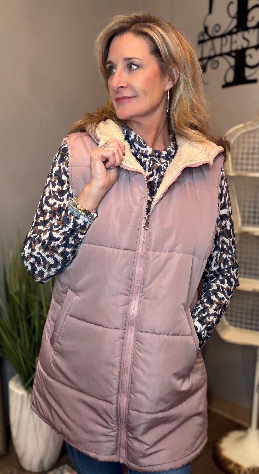 Outerwear, Fauz Fur Lined Long Vest