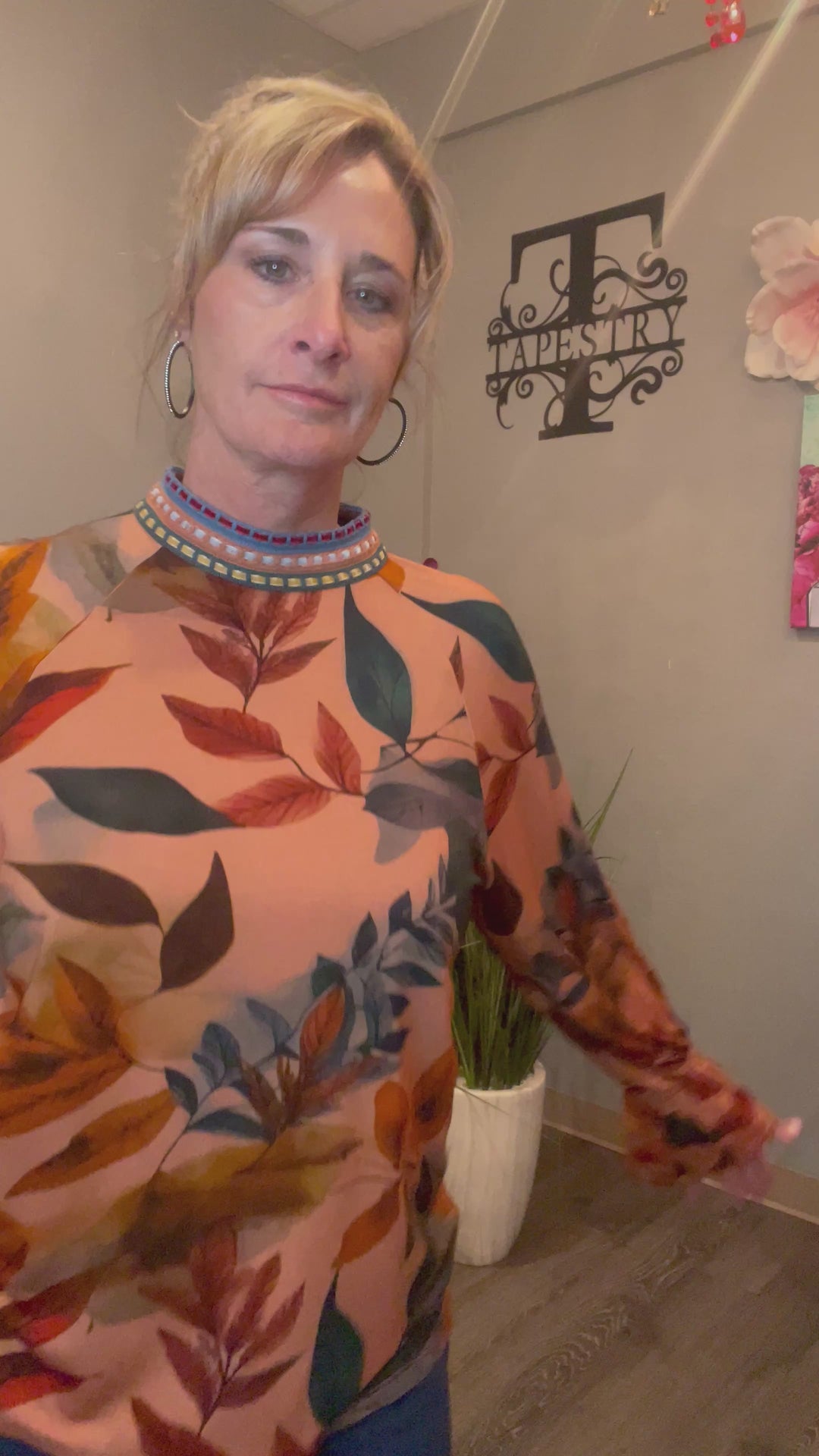 Tops, Mockneck Blouse w/Tie