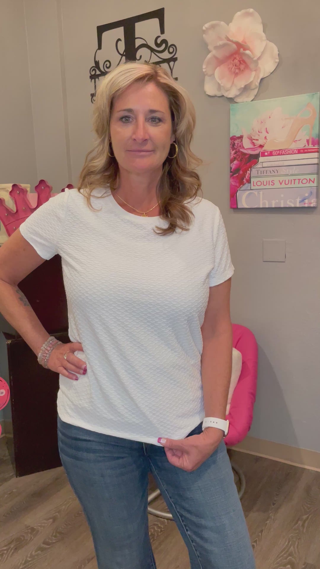 Tops, Crew neck rib tee