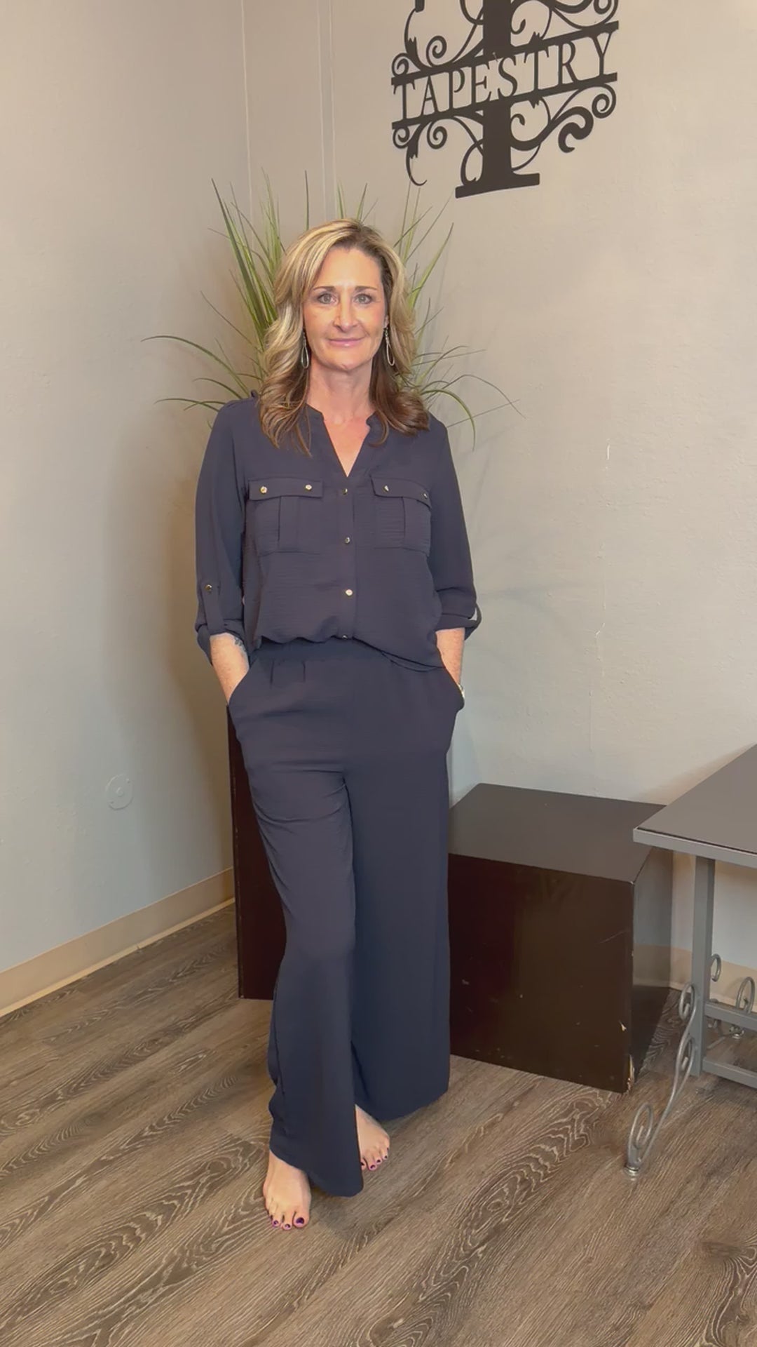 Tops, Button Down V Neck KH